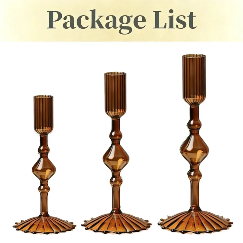 Wavy Glass Candlesticks, Set of 3