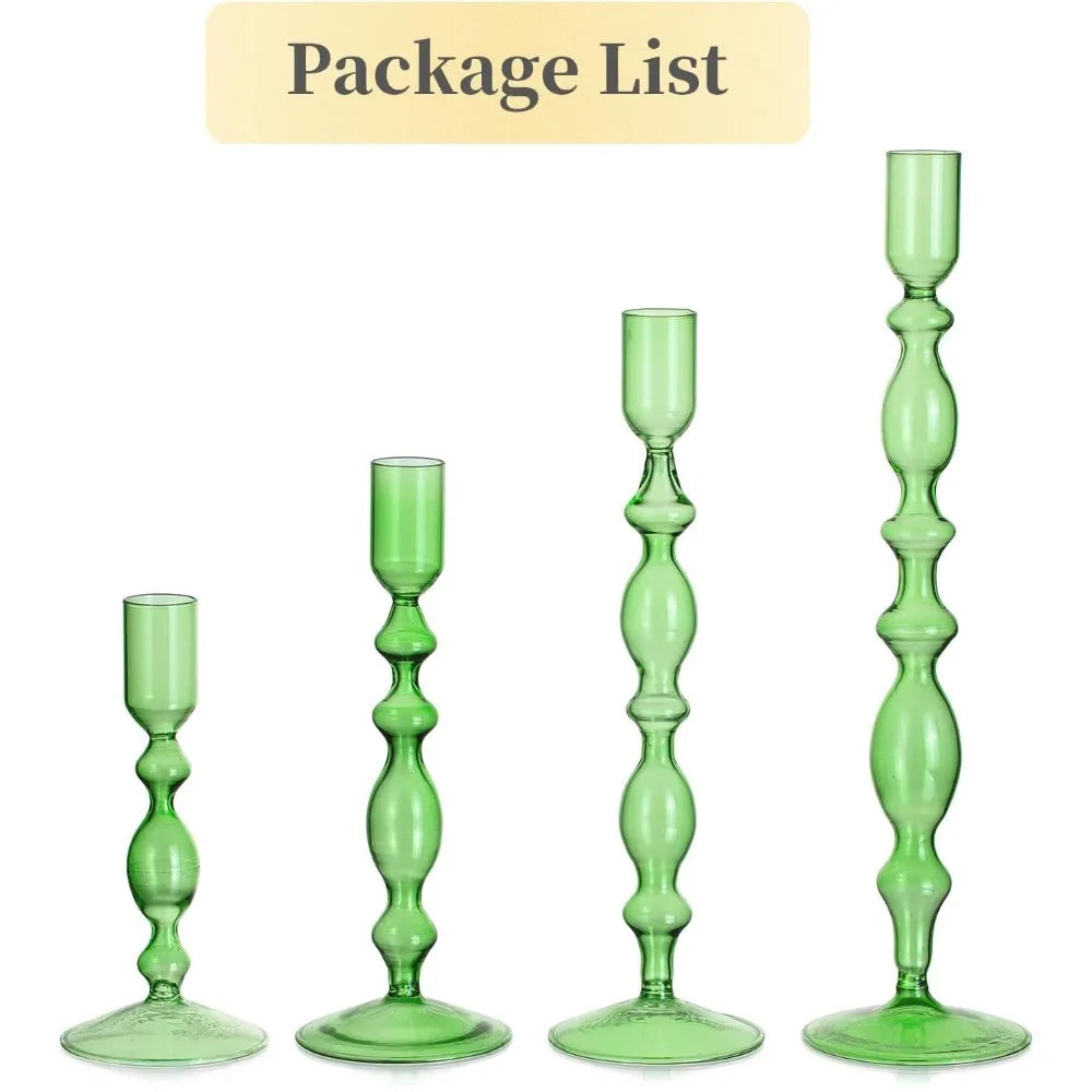 Wavy Glass Candlesticks, Set of 3