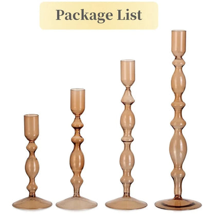Wavy Glass Candlesticks, Set of 3