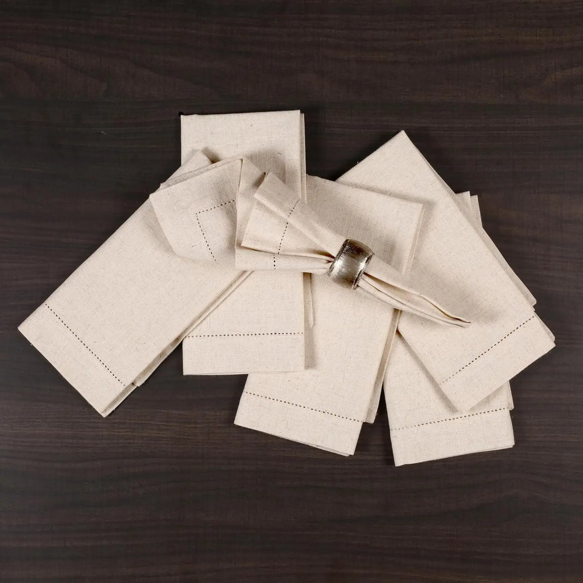 Hemstitched Linen Napkins, Set of 6