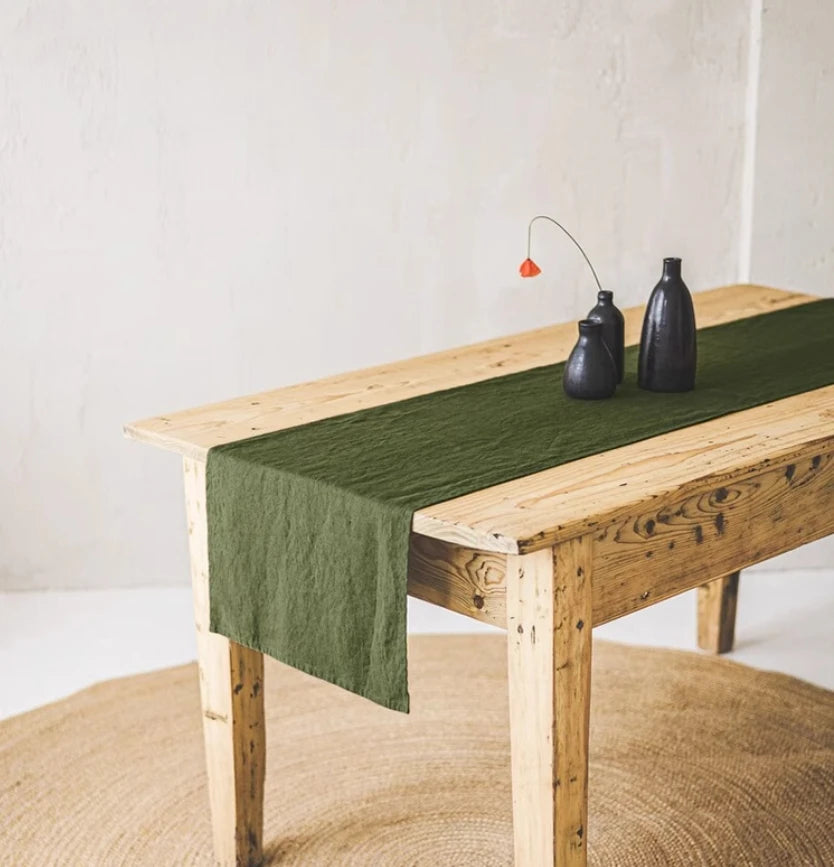 Stone-Washed Linen Table Runner