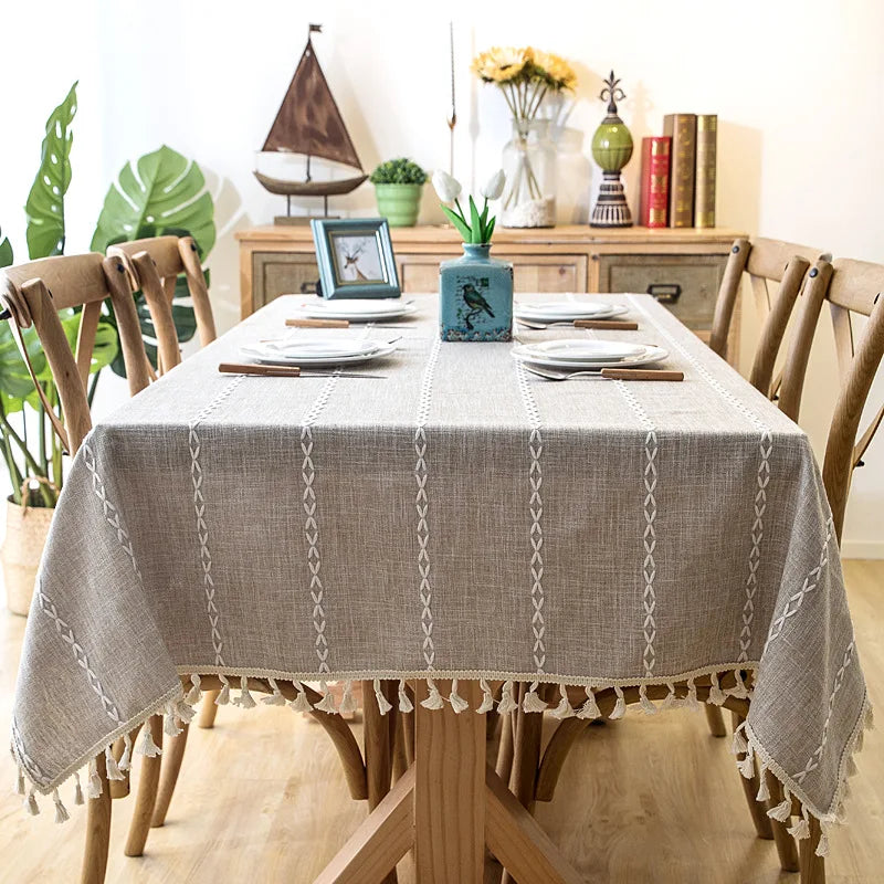 Striped Linen Tablecloth