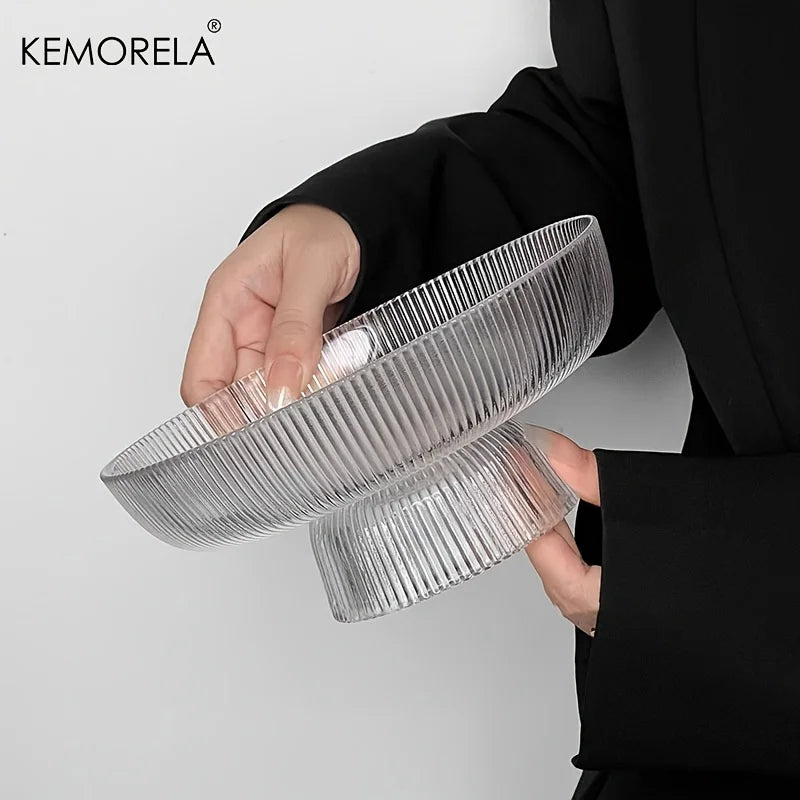 Ribbed Glass Pedestal Bowl
