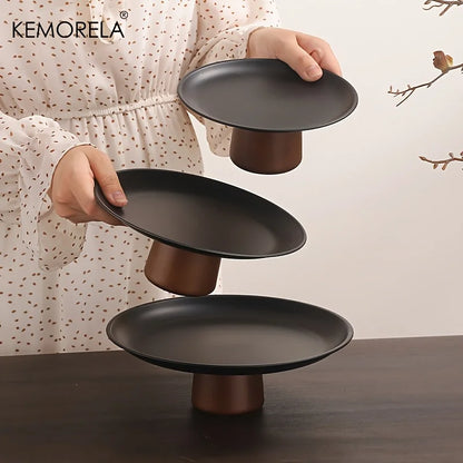 Footed Acacia Cake Stand