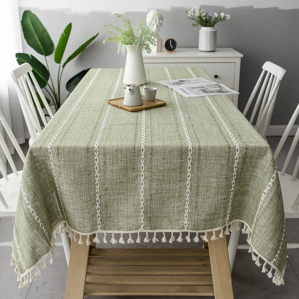 Striped Linen Tablecloth