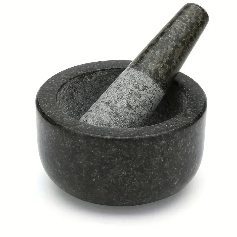 Polished Stone Mortar and Pestle: Heavy Countertop Grinder for Herbs and Spices