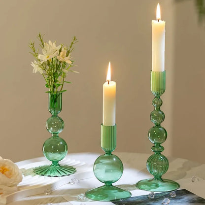 Wavy Glass Candlesticks, Set of 3