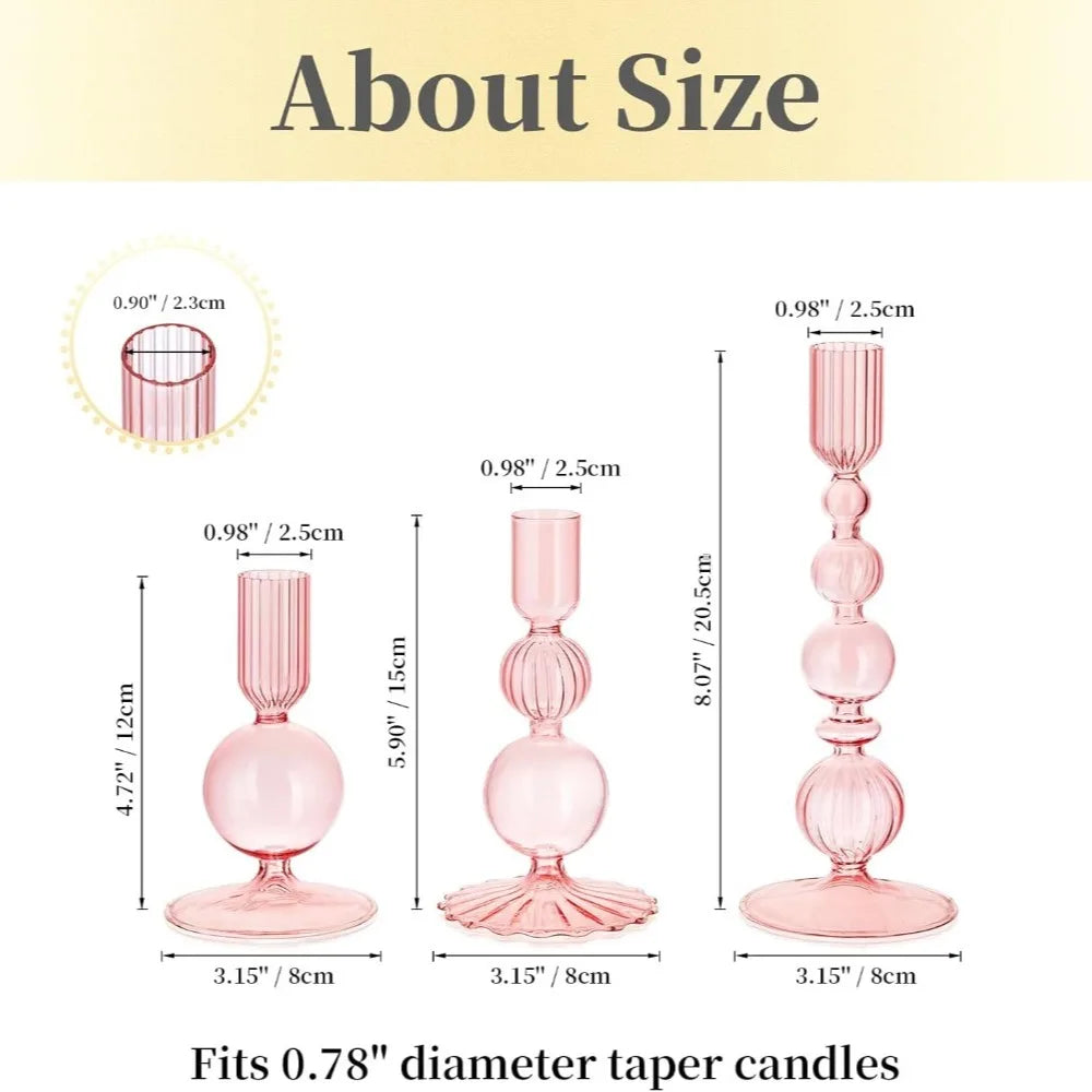 Wavy Glass Candlesticks, Set of 3
