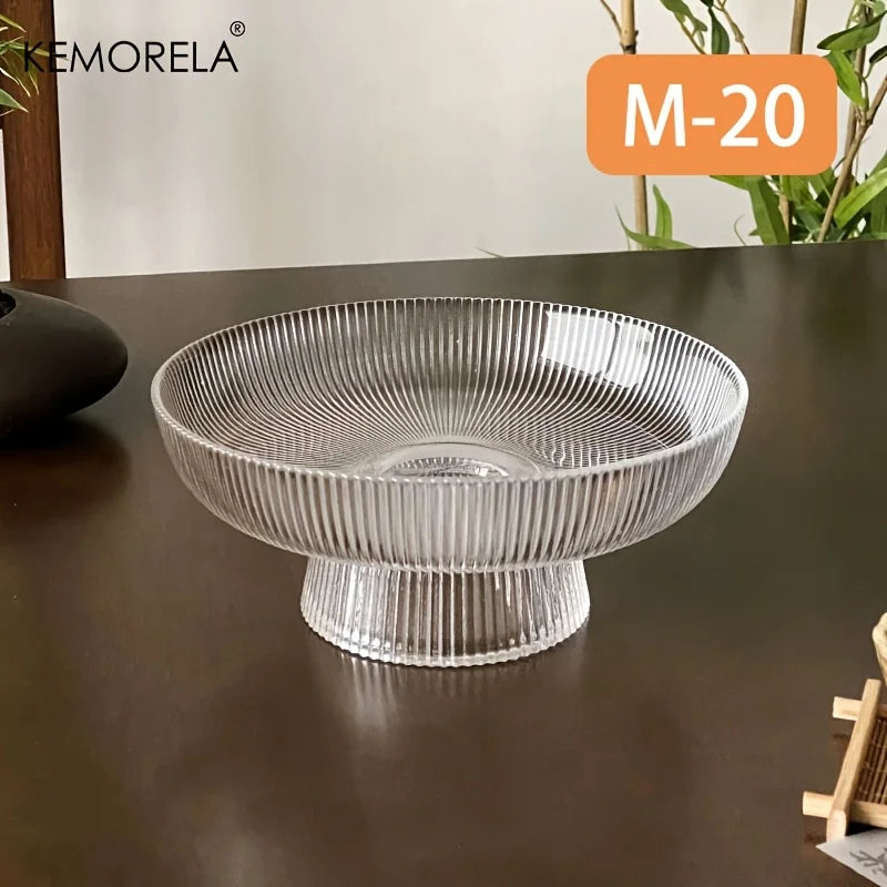 Ribbed Glass Pedestal Bowl