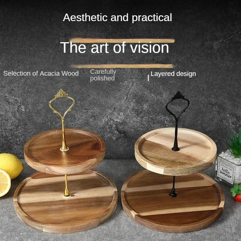 Two-Tier Acacia Serving Stand