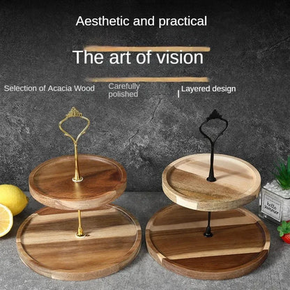 Two-Tier Acacia Serving Stand