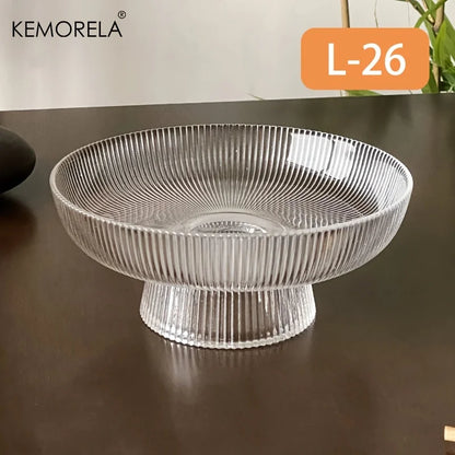 Ribbed Glass Pedestal Bowl
