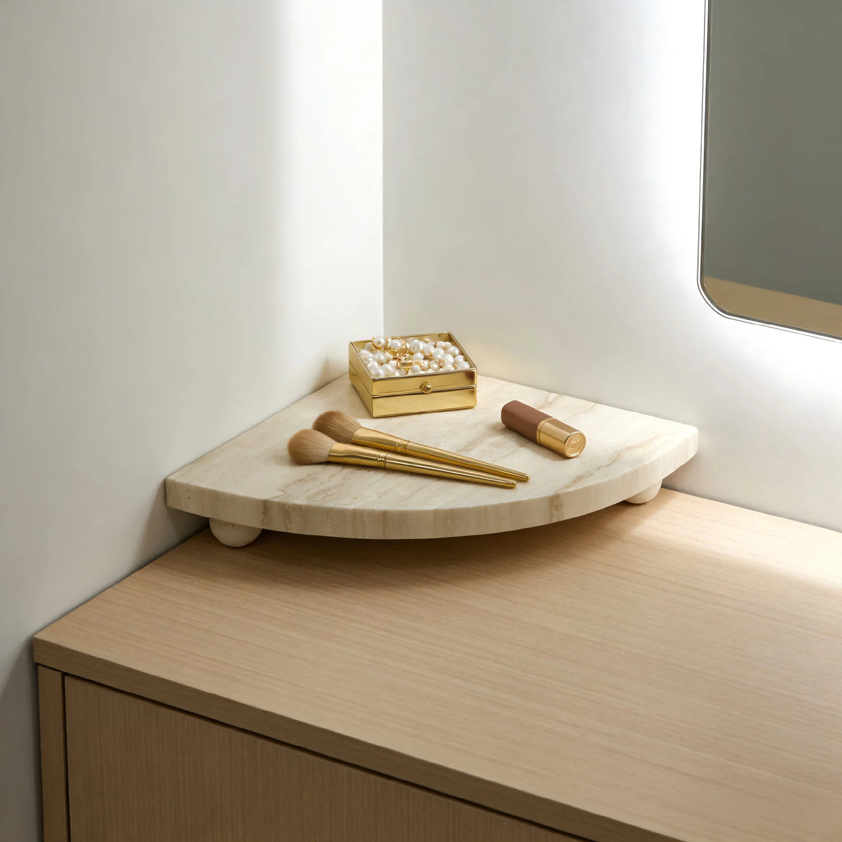 Footed Travertine Fan Tray