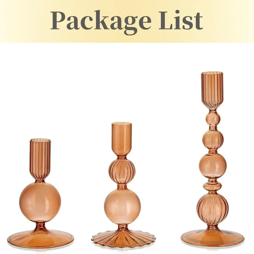 Wavy Glass Candlesticks, Set of 3