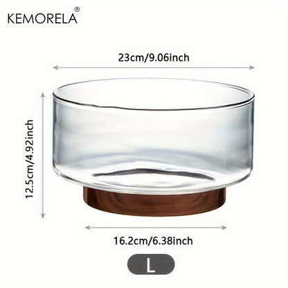 Glass Fruit Bowl with Wood Base