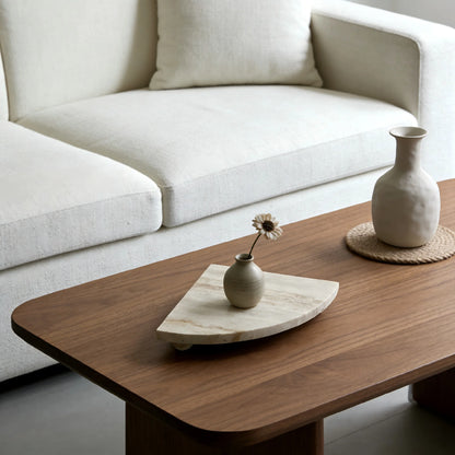 Footed Travertine Fan Tray