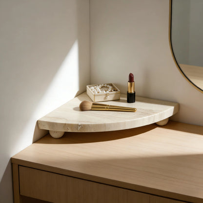 Footed Travertine Fan Tray