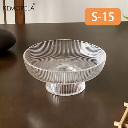 Ribbed Glass Pedestal Bowl