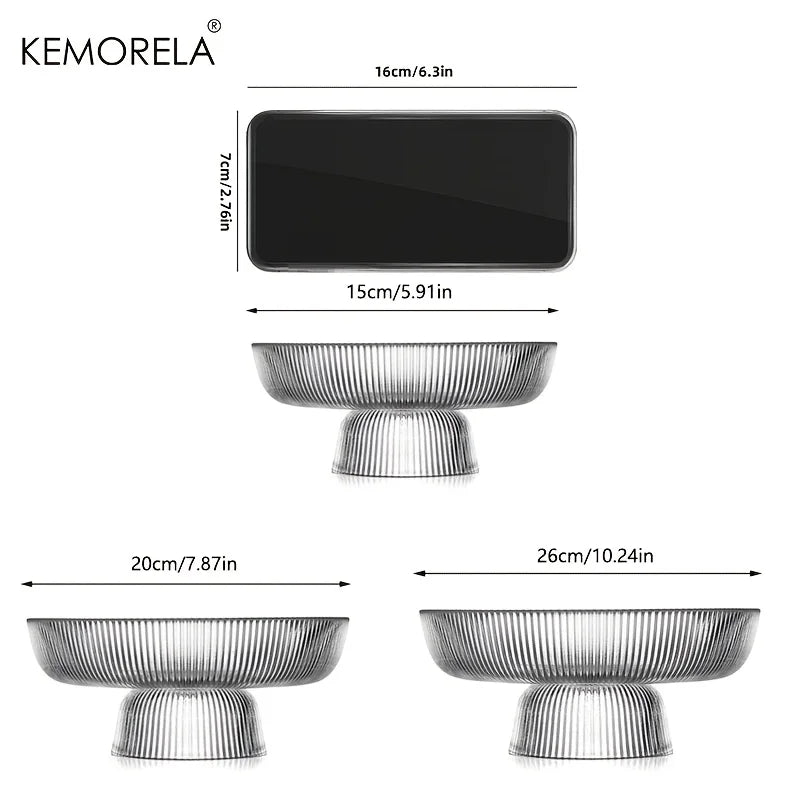 Ribbed Glass Pedestal Bowl