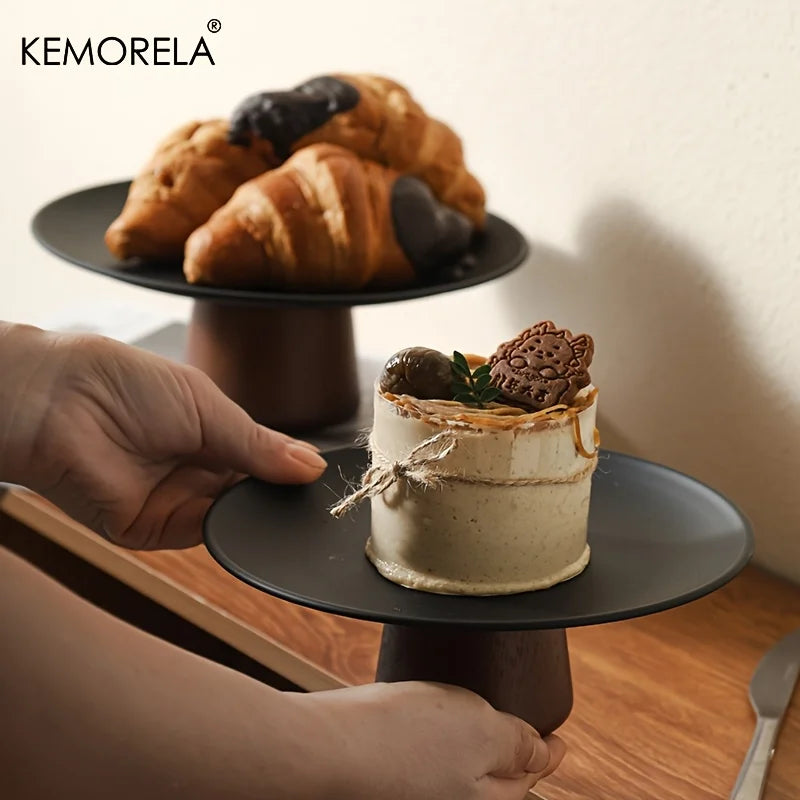 Footed Acacia Cake Stand