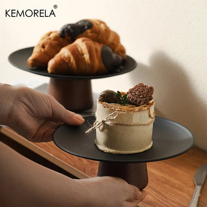 Footed Acacia Cake Stand