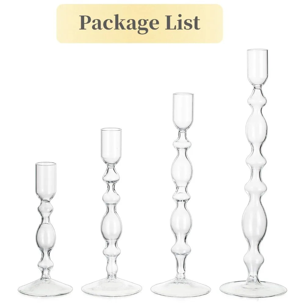 Wavy Glass Candlesticks, Set of 3