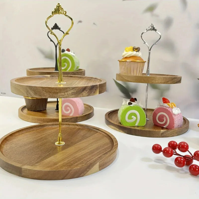 Two-Tier Acacia Serving Stand