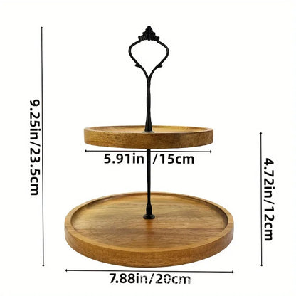 Two-Tier Acacia Serving Stand