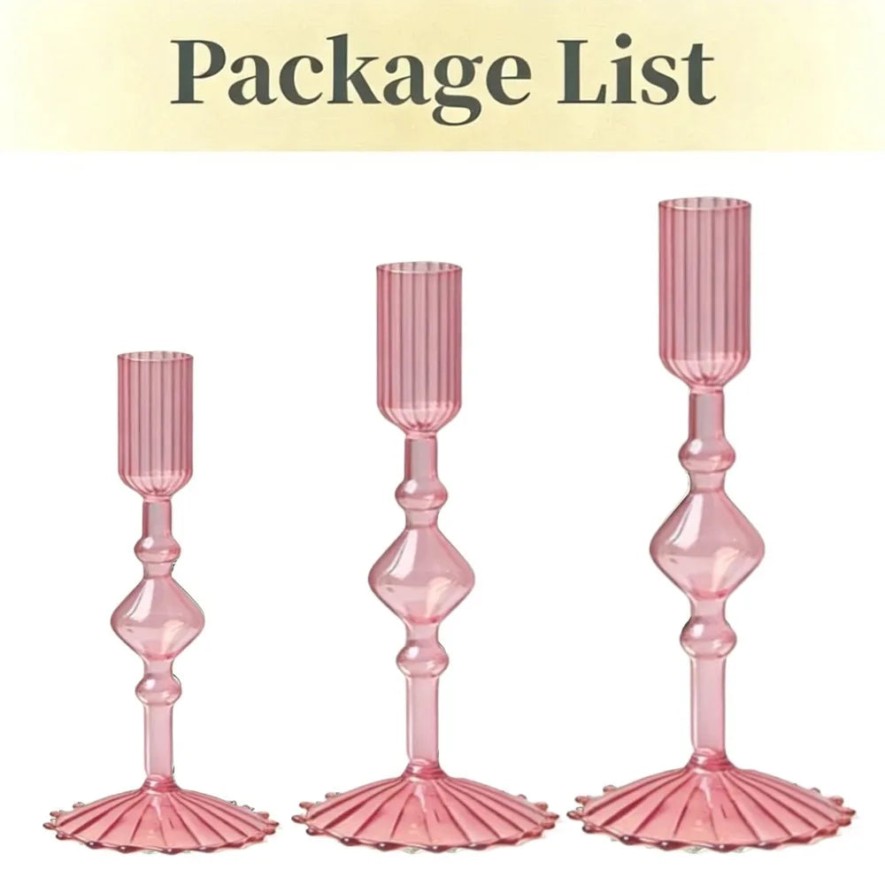 Wavy Glass Candlesticks, Set of 3