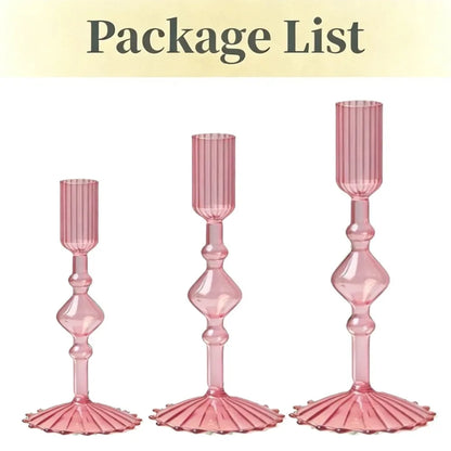 Wavy Glass Candlesticks, Set of 3