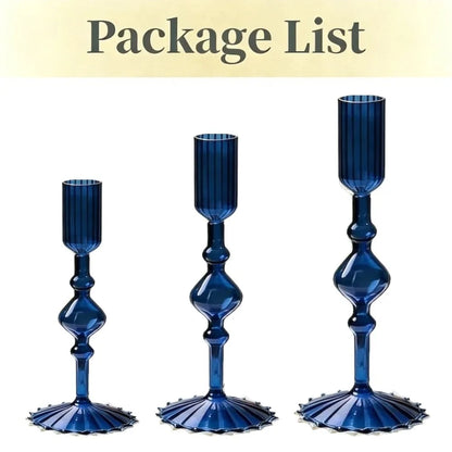 Wavy Glass Candlesticks, Set of 3