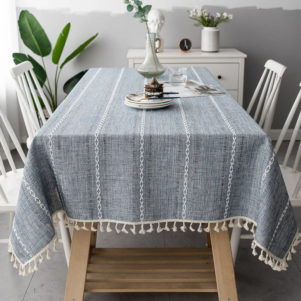 Striped Linen Tablecloth