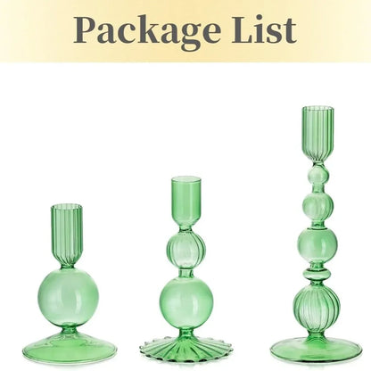 Wavy Glass Candlesticks, Set of 3