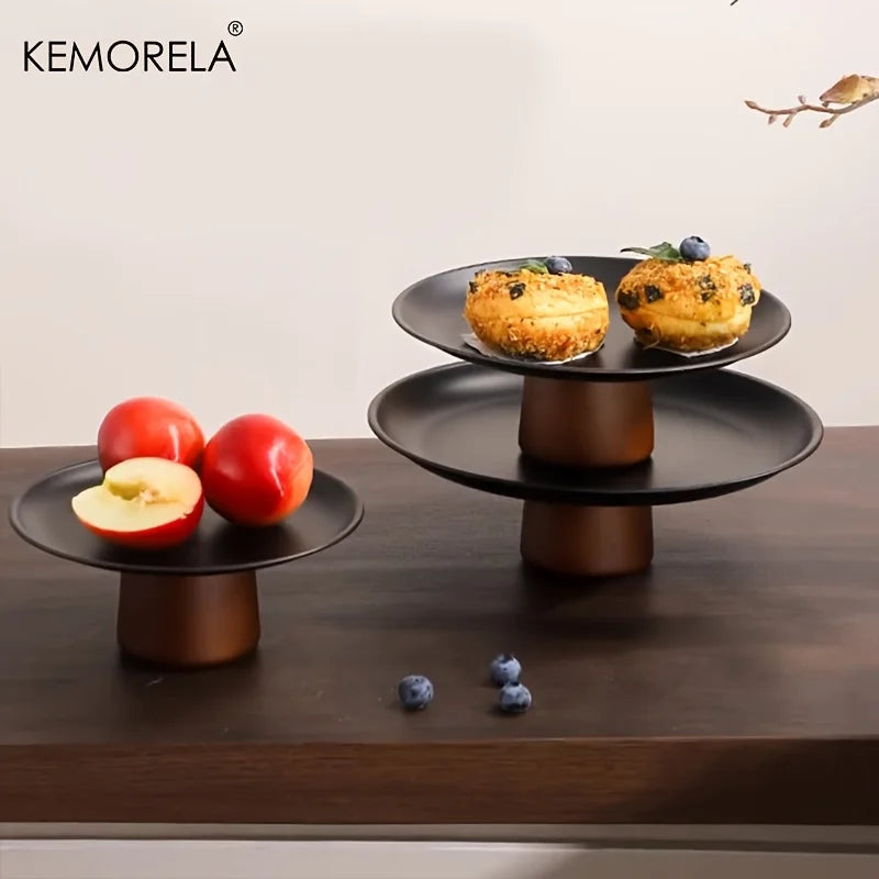 Footed Acacia Cake Stand