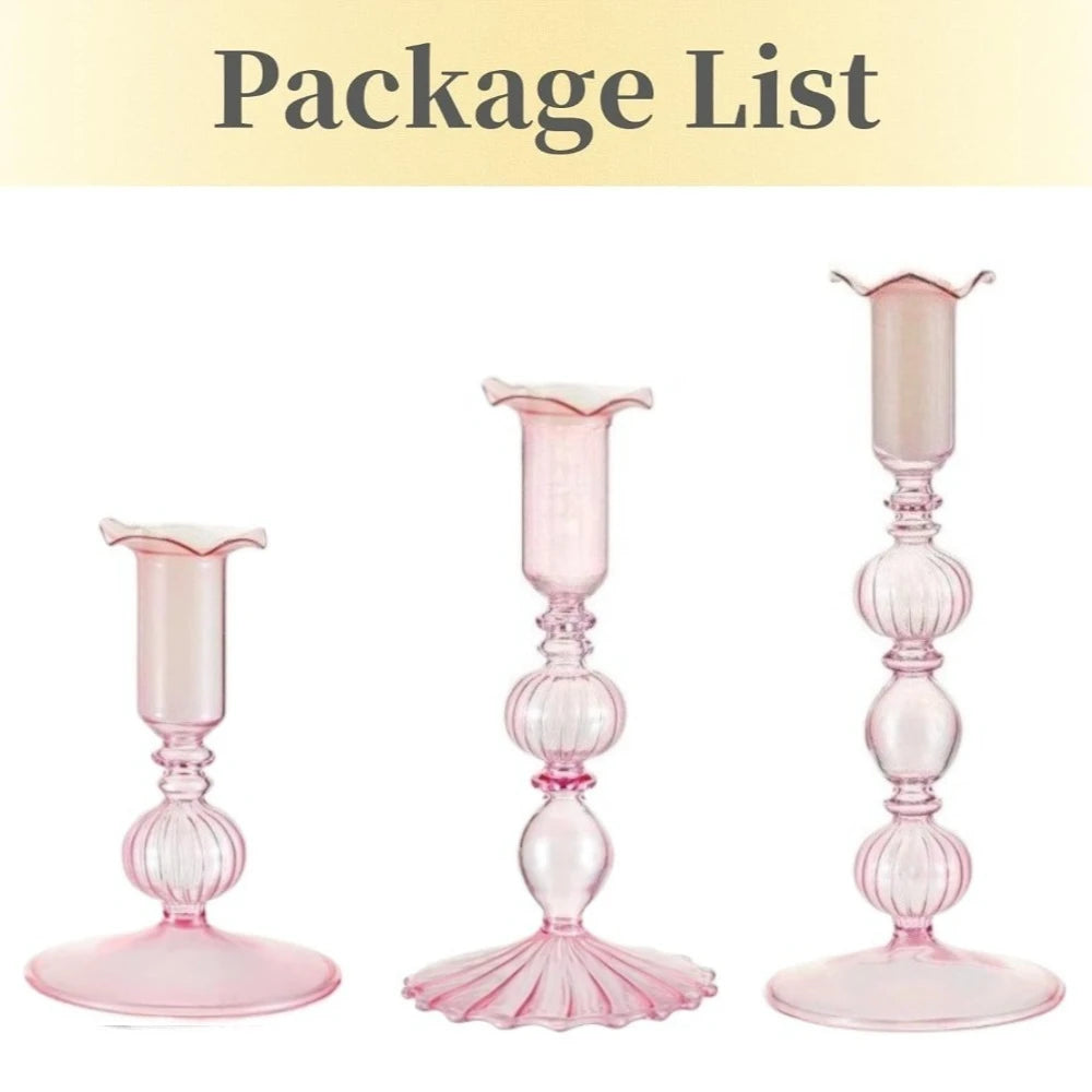 Wavy Glass Candlesticks, Set of 3