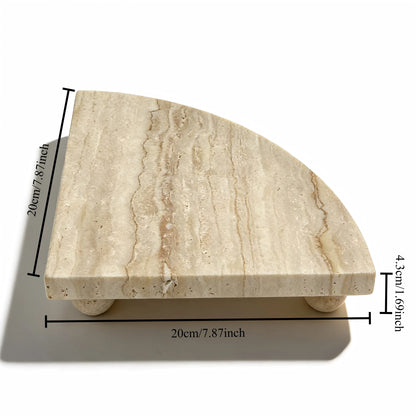 Footed Travertine Fan Tray