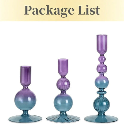 Wavy Glass Candlesticks, Set of 3