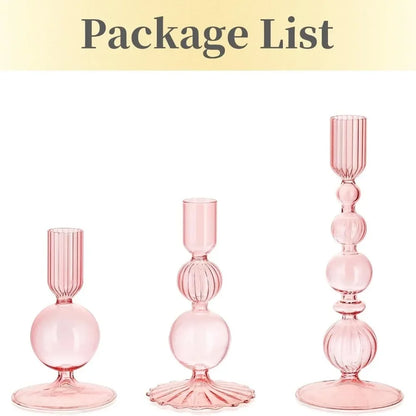 Wavy Glass Candlesticks, Set of 3