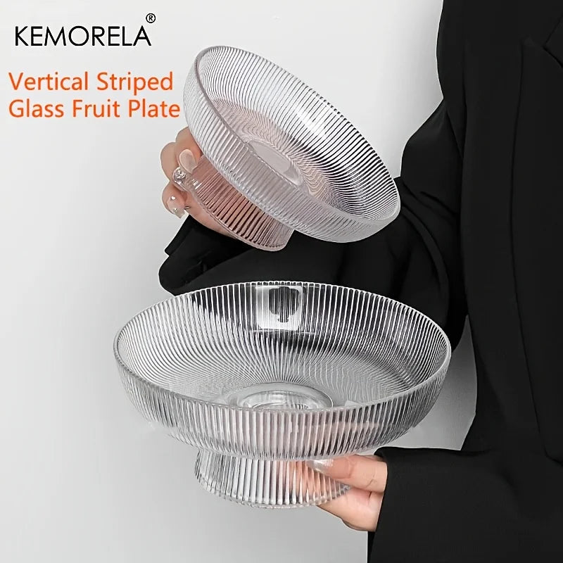 Ribbed Glass Pedestal Bowl