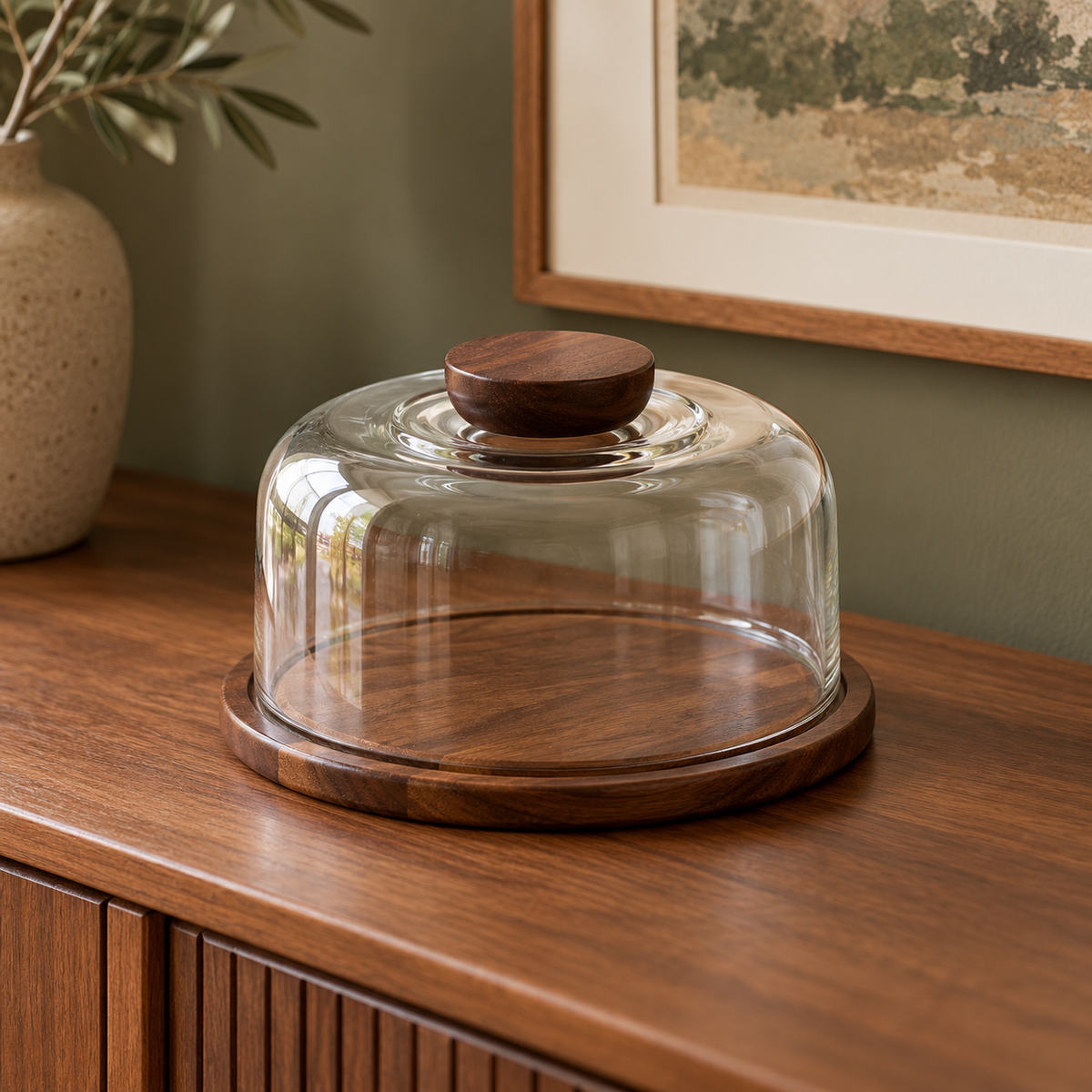Wood & Glass Cake Dome — alternate setting