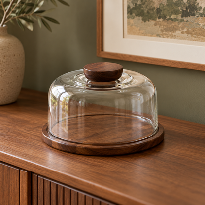 Wood & Glass Cake Dome — alternate setting