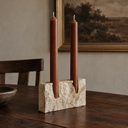 Travertine Double Taper Holder — product view