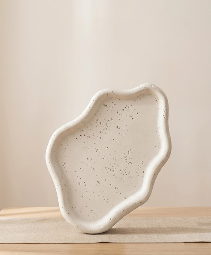 Wabi-Sabi Travertine Tray in White, studio view